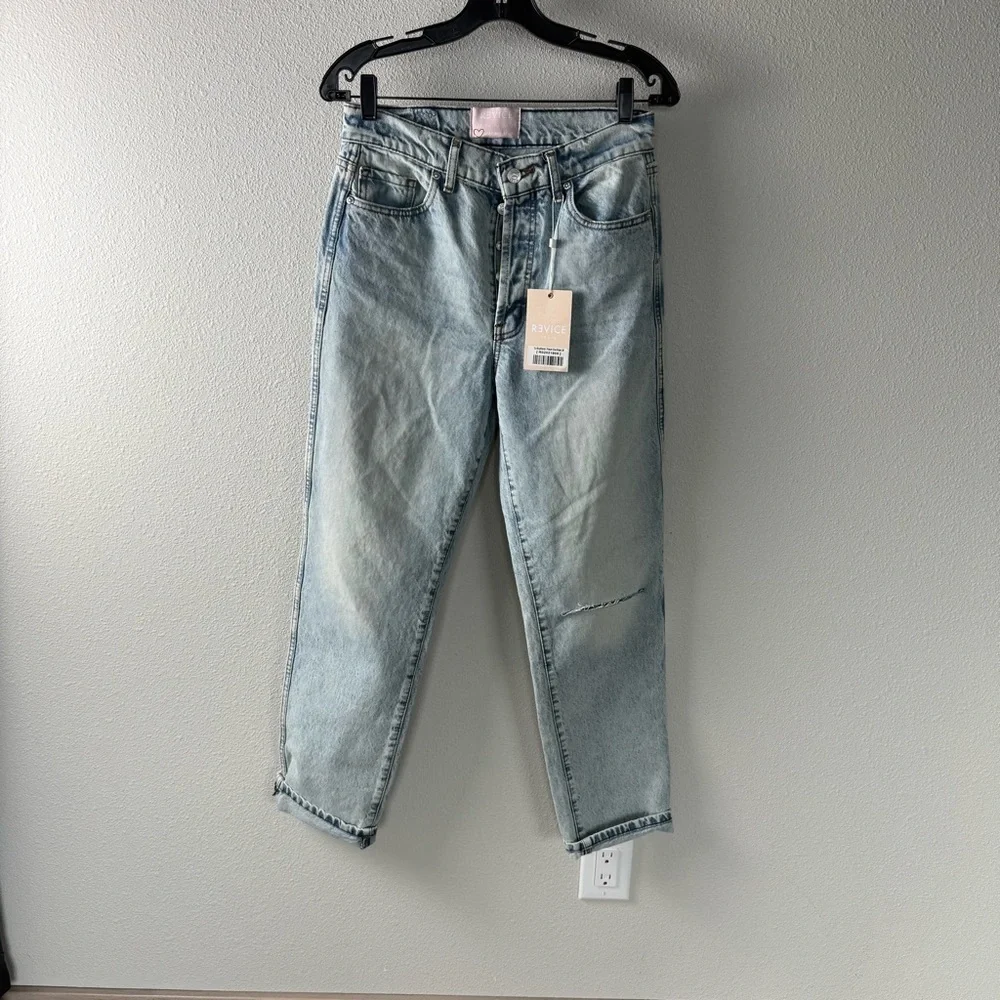 New REVICE Denim Ex-Boyfriend Jeans Player One Denim Distressed Women’s Size 28